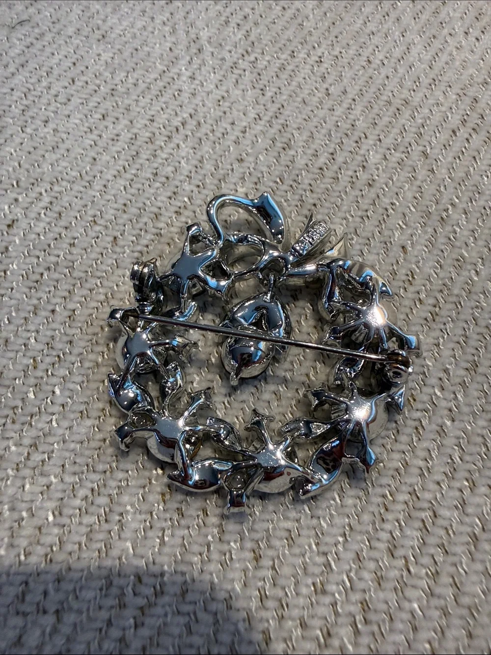 Rhinestone Brooch Trio - Silver & Blue Sparkle